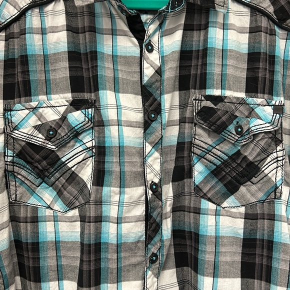 Buckle Black Athletic Fit Men Button Down Shirt Pockets Western Rodeo Casual XXL - Picture 2 of 13